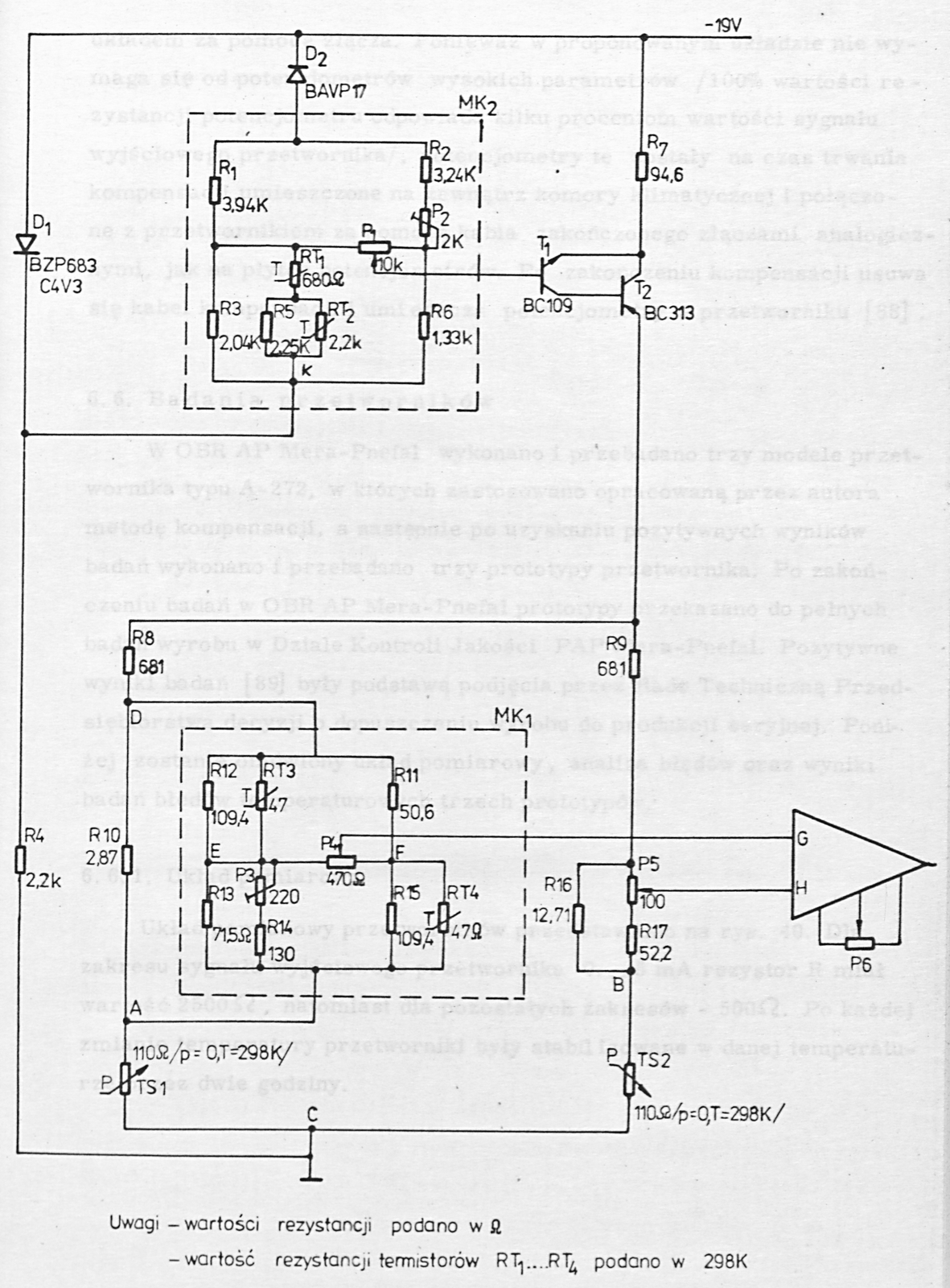Fig. 39. Simplified circuit diagram of the transducer